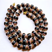 Vintage black chevron venetian style multilayers glass beads necklace n-203.