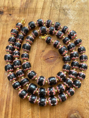 Vintage black chevron venetian style multilayers glass beads necklace n-203.