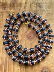 Vintage black chevron venetian style multilayers glass beads necklace n-203.