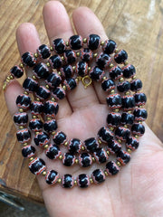 Vintage black chevron venetian style multilayers glass beads necklace n-203.
