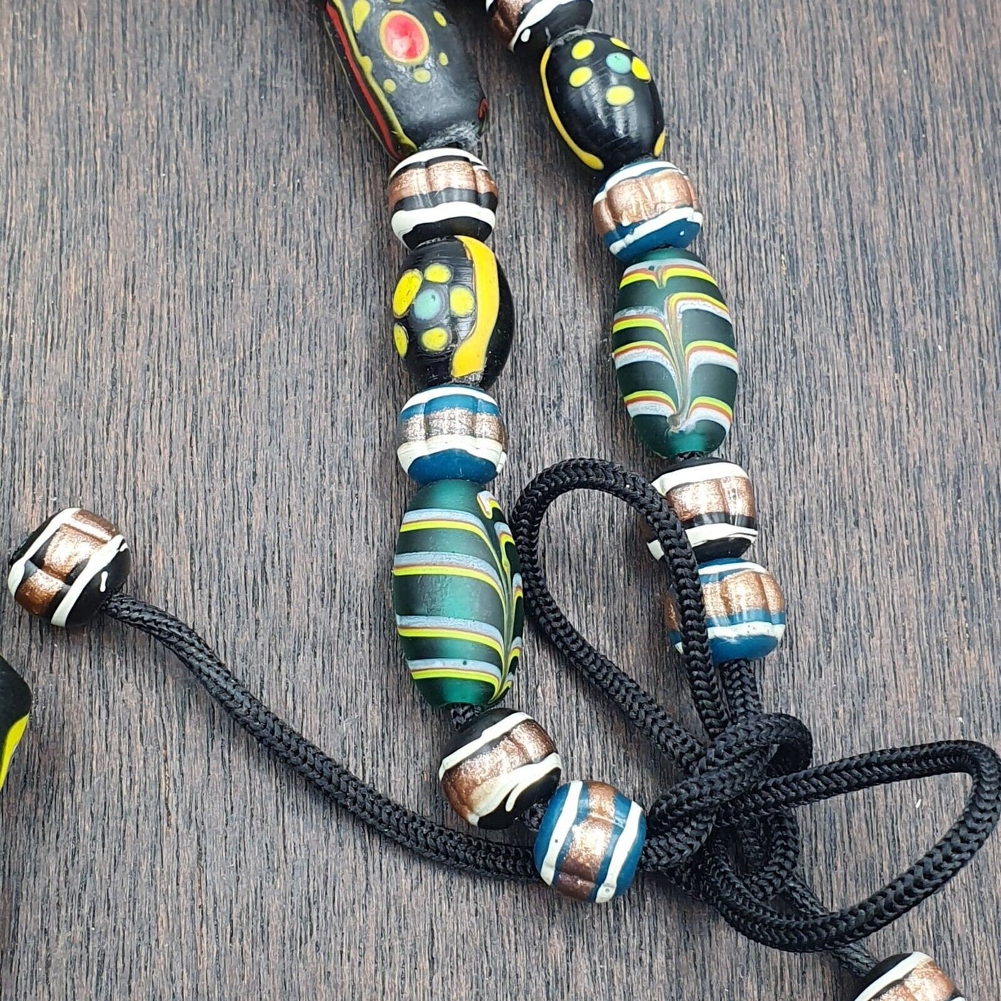 Vintage roman venetian style chevron mosaic glass beads necklace mx-30Gift