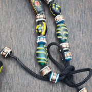 Vintage roman venetian style chevron mosaic glass beads necklace mx-30.