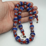 Vintage chevron & venetian 6mm whiteheart beads necklace nc-b-1