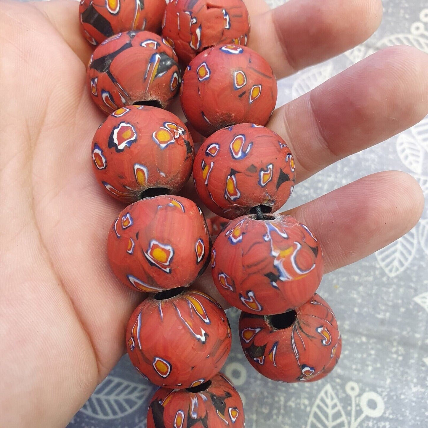 Art deco vene beautiful murano moretti millefiori mosaic glass beads