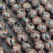 Vintage Venetian Inspired Beads, Unique Pattern Trade Necklace, Multicolor Large Round, Strand | Glass | 18-19mm, Approx 35