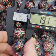 Vintage Venetian Inspired Beads, Unique Pattern Trade Necklace, Multicolor Large Round, Strand | Glass | 18-19mm, Approx 35