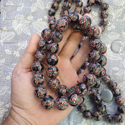 Vintage Venetian Inspired Beads, Unique Pattern Trade Necklace, Multicolor Large Round, Strand | Glass | 18-19mm, Approx 35
