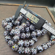 Vintage Venetian Inspired Beads, Unique Pattern Beaded Strand, African Trade Necklace | Glass | 17-18mm