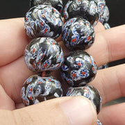 Vintage Venetian Inspired Beads, Unique Pattern Beaded Strand, African Trade Necklace | Glass | 17-18mm