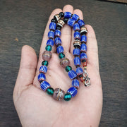 Vintage six layers chevron venetian style blue chevron beads necklace bcn-4