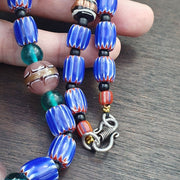 Vintage six layers chevron venetian style blue chevron beads necklace bcn-4