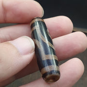 Antique tibetan old rusted agate dzi bead " 2 eyes " amulet pendant e-20