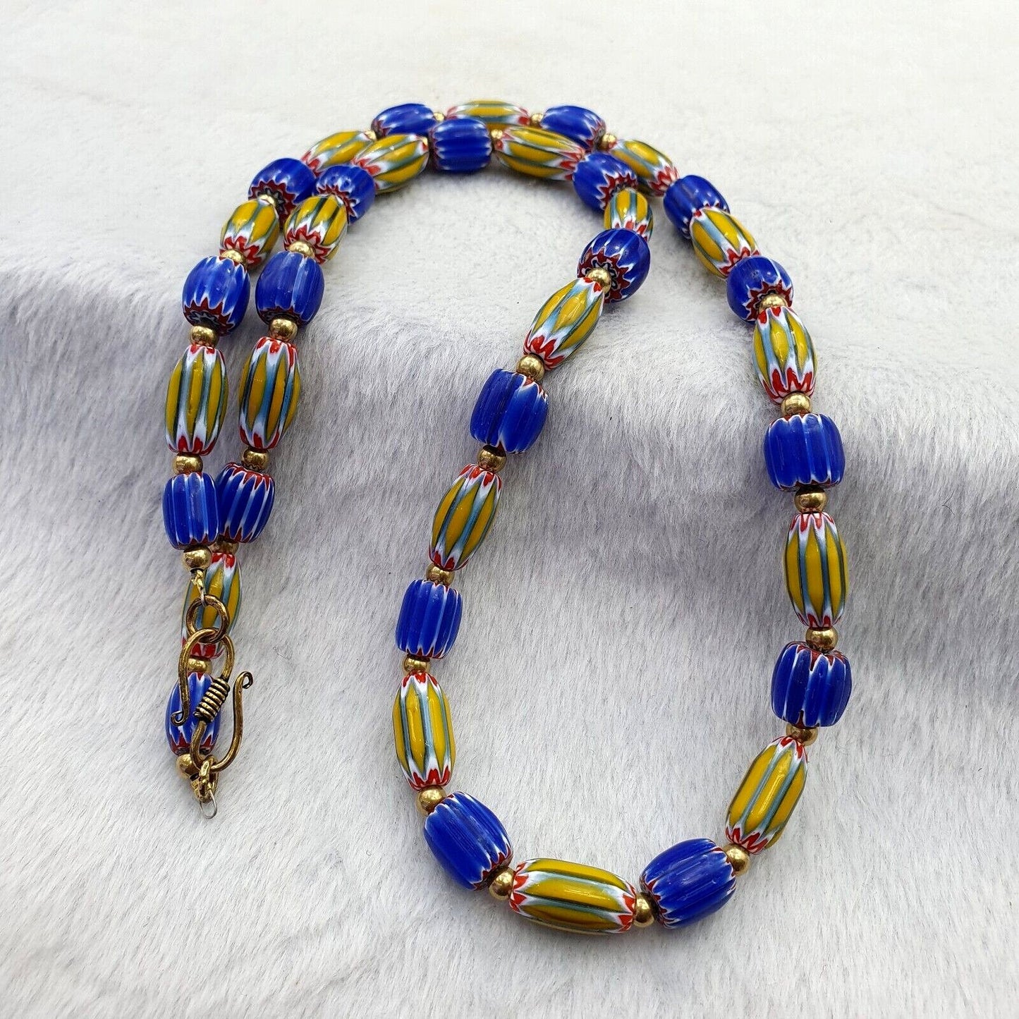 Vintage chevron venetian style multilayers glass beads necklace nc-802