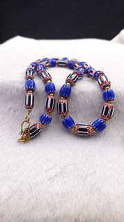 Vintage Chevron Venetian Style Multilayers Glass Beads Necklace