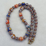 Vintage chevron and african multilayers glass beads necklace nc-804