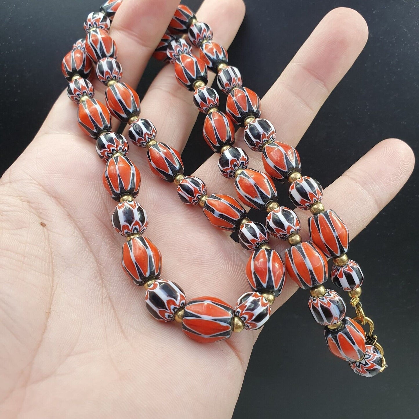 Vintage chevron venetian style multilayers glass beads necklace nc-808