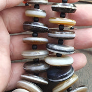 Very rare collection ancient dzi agate stone disc himalaya beads necklace b-2