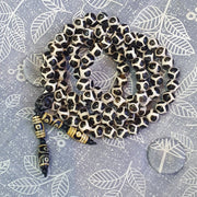 Old Tibetan etched agate mala with 108 beads and 4 dzi beads – photo 1 of 5