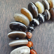 Very rare collection ancient dzi agate stone disc himalaya beads necklace b-2