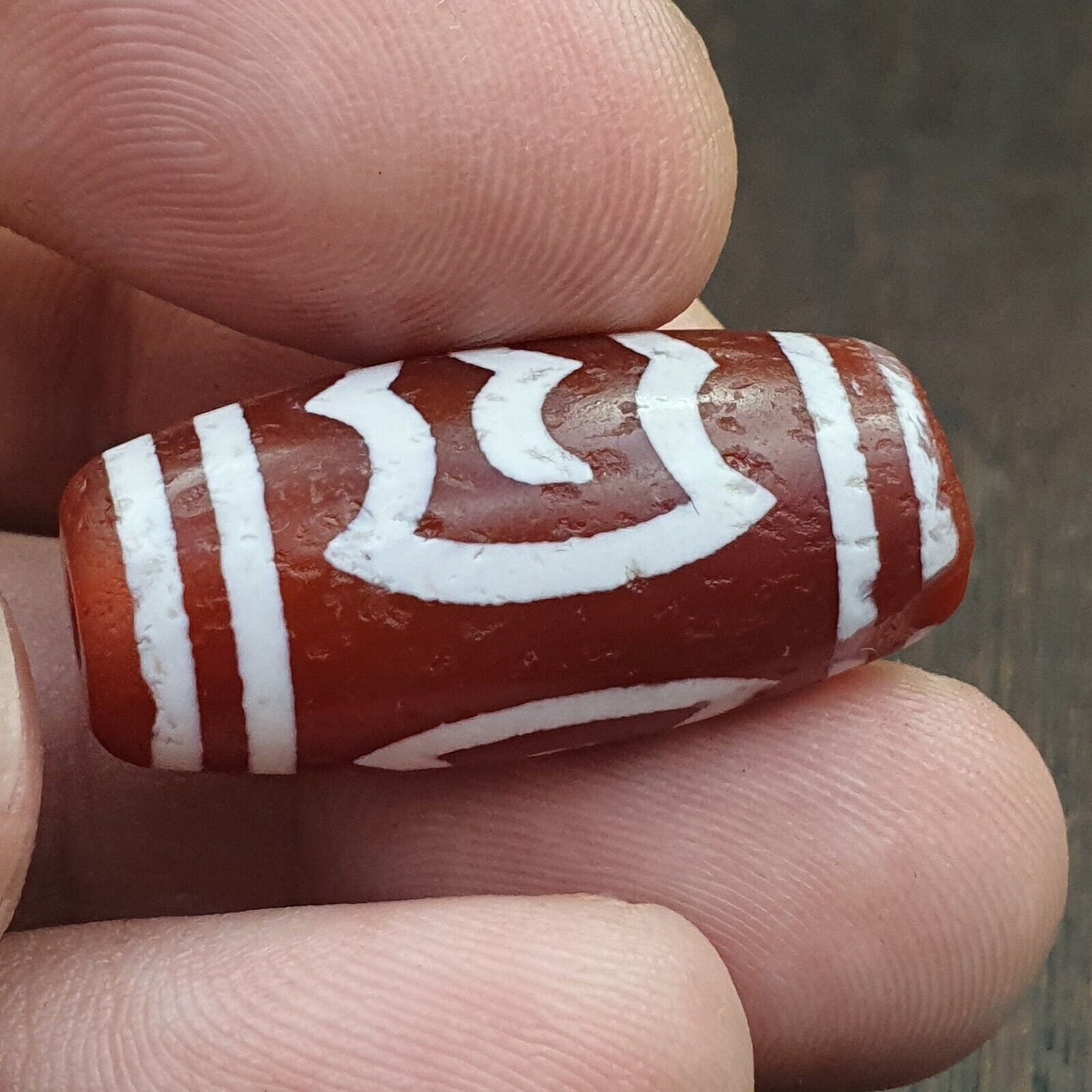 Antique himalayan indo tibetan central asian etched agate bead agt-2