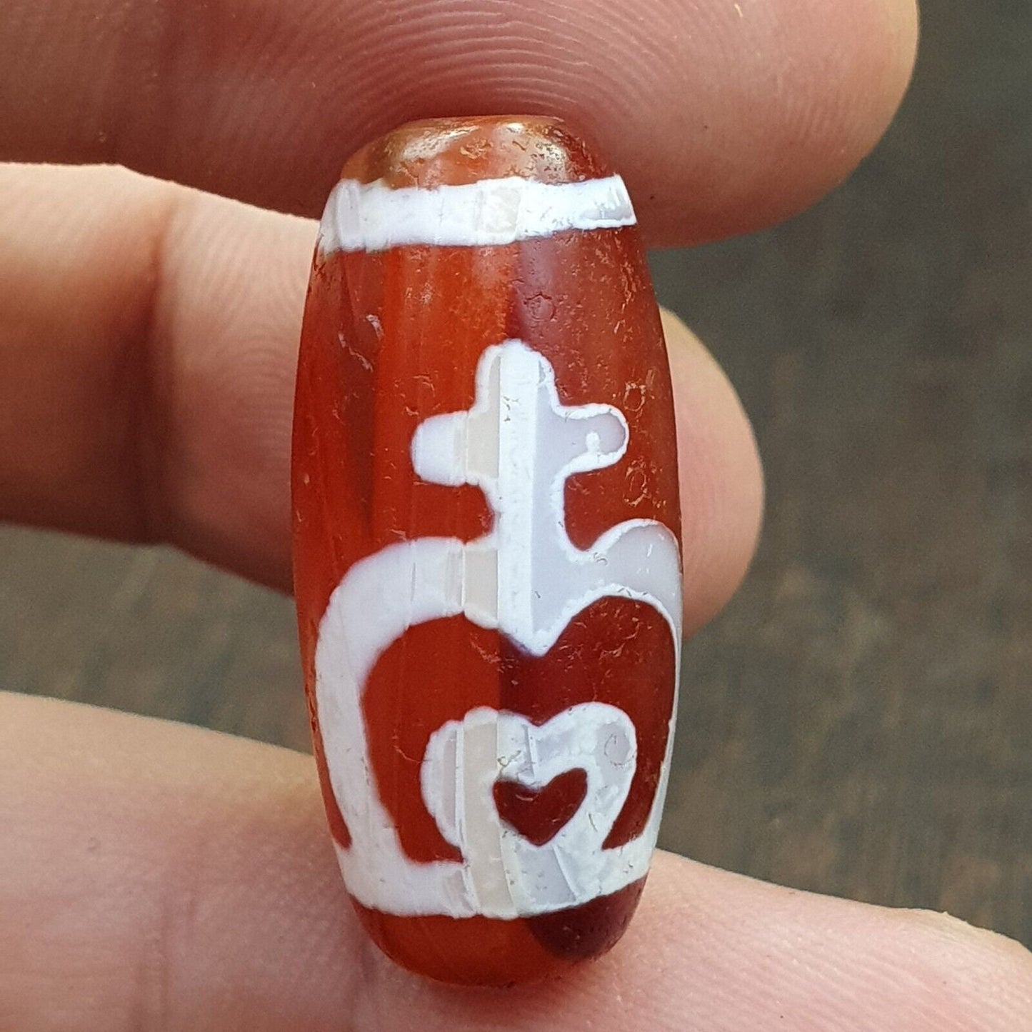 Antique himalayan indo tibetan central asian etched agate bead agt-3