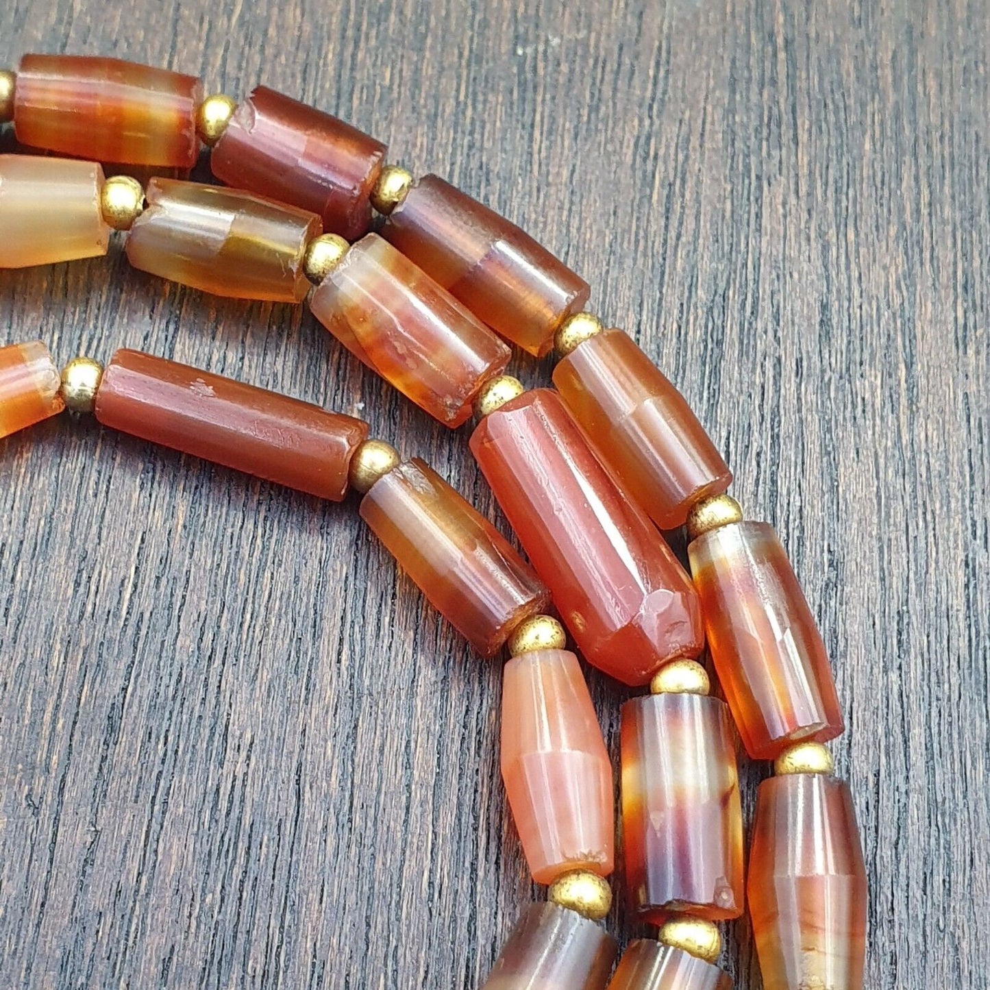 Antique Banded Agate Bead Necklace: German Trade Beads, 300+ Years Old