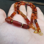 Antique Banded Agate Bead Necklace: German Trade Beads, 300+ Years Old