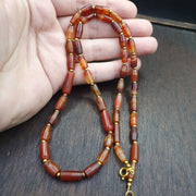 Antique Banded Agate Bead Necklace: German Trade Beads, 300+ Years Old