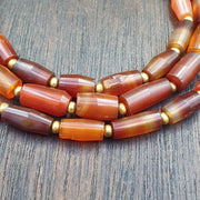 Antique Banded Agate Bead Necklace: German Trade Beads, 300+ Years Old