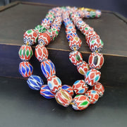 Lot 2  strands vintage chevron beads venetian style 15-16mm glass beads.