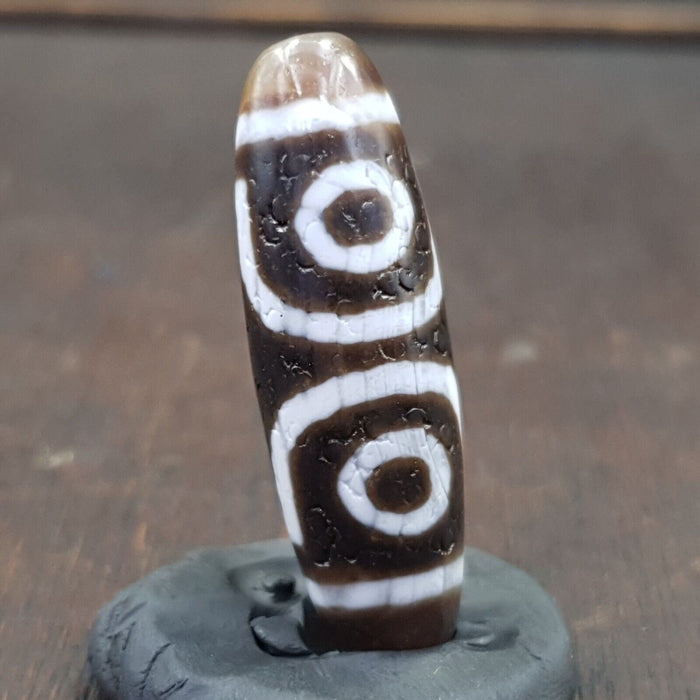 Tibetan nepalese triple eyes agate stone dzi bead amulet hq-a-5