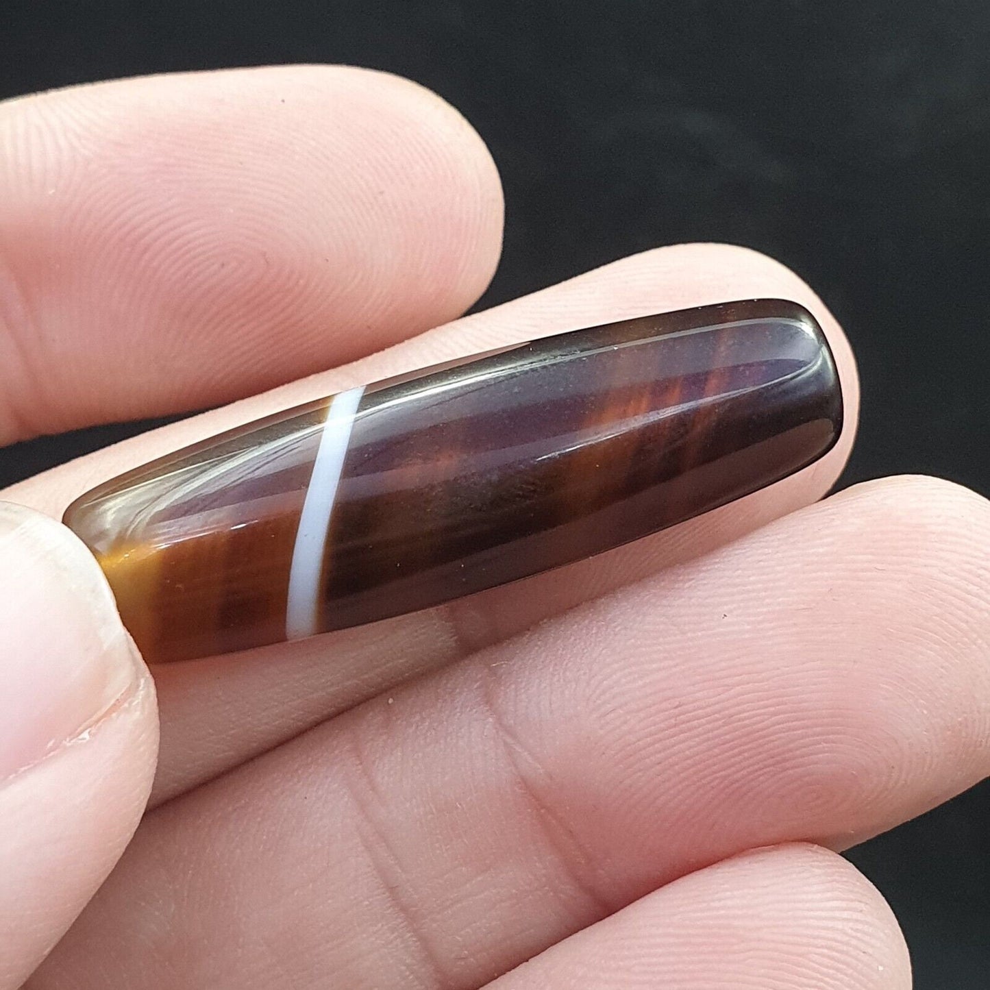 Antique old yemeni agate natural rare pattern banded agate bead  bd-a-4