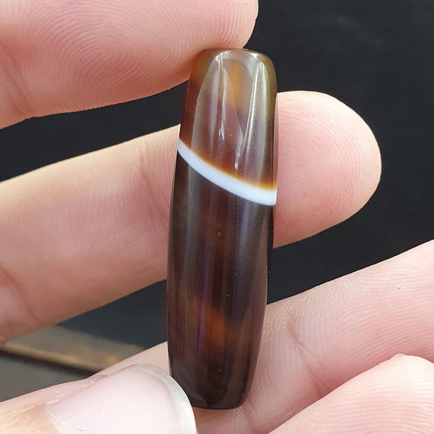 Antique old yemeni agate natural rare pattern banded agate bead  bd-a-4
