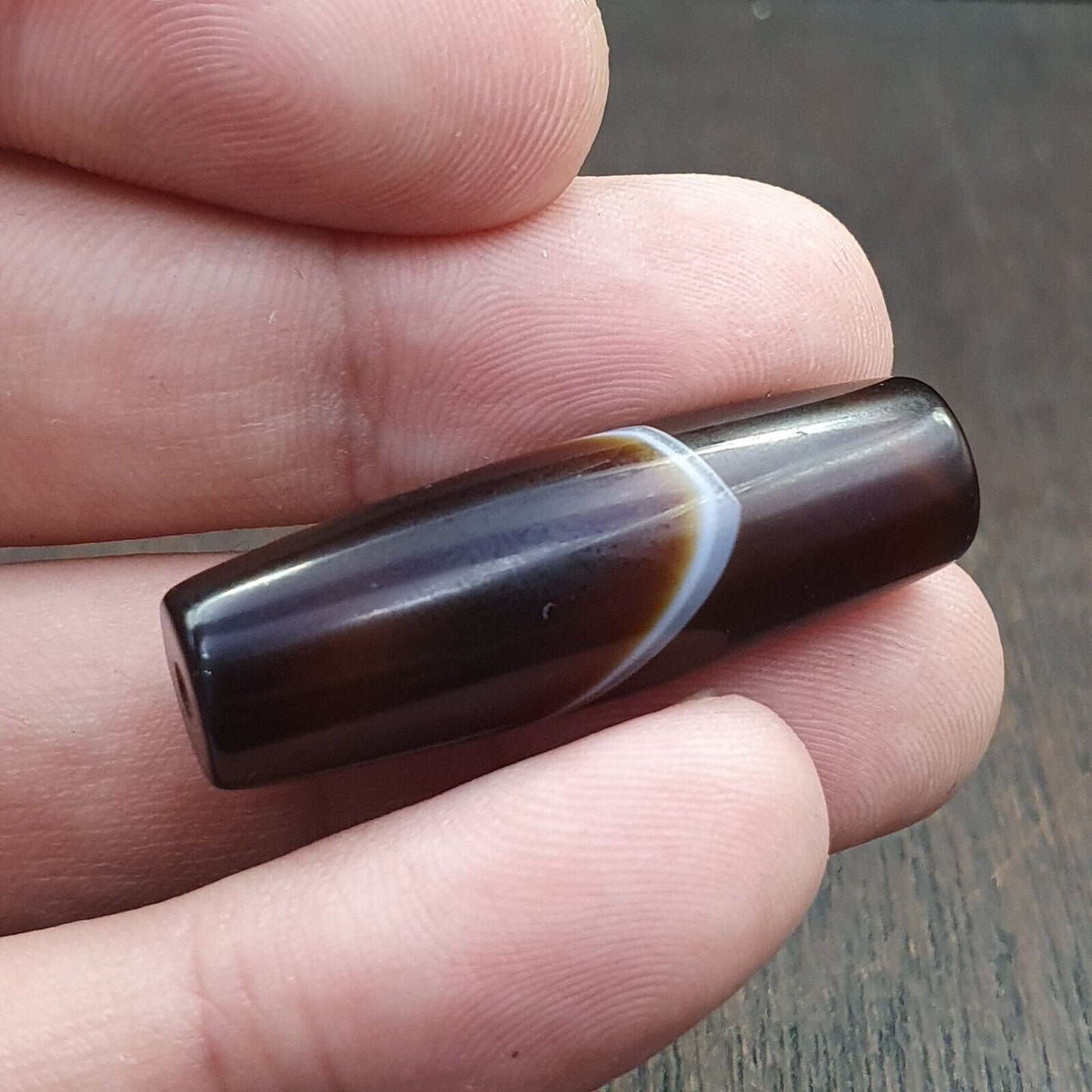 Antique old yemeni agate natural rare pattern banded agate bead  bd-a-2