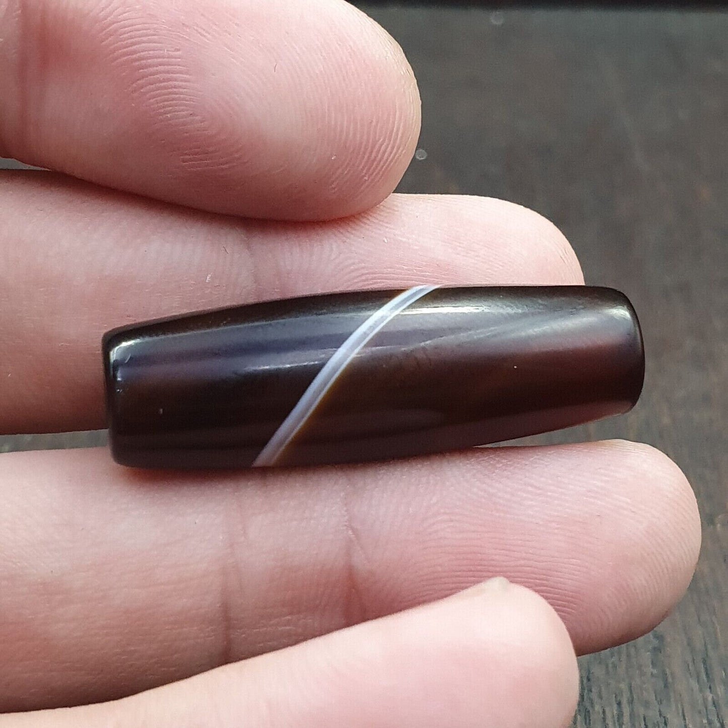Antique old yemeni agate natural rare pattern banded agate bead  bd-a-2