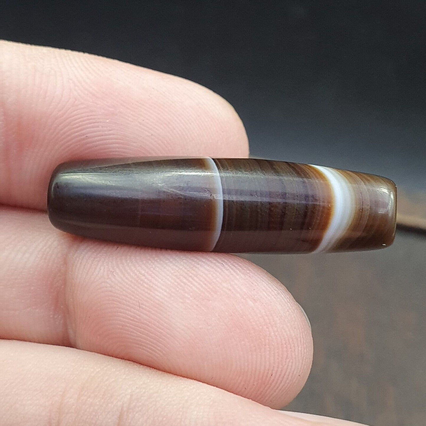 Antique old yemeni agate natural rare pattern banded agate bead  bd-a-1