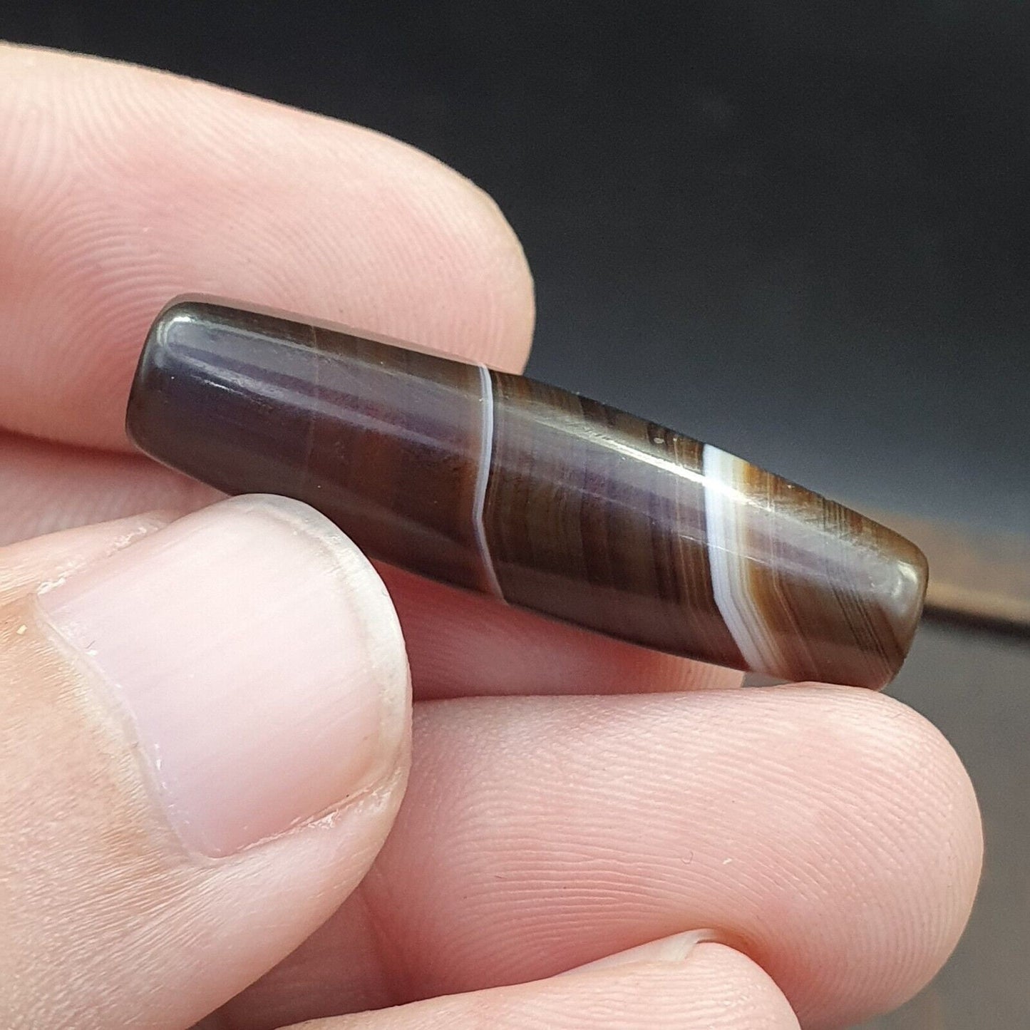 Antique old yemeni agate natural rare pattern banded agate bead  bd-a-1