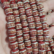 Vintage Red Venetian Inspired, Millefiori Bead Necklace | Aventurine Glass | 10.5mm, 22 Inches, Long Strand