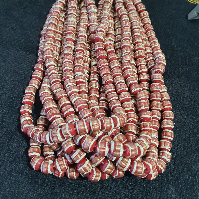 Vintage red venerano art fancy aventurine glass beads strandGift