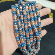 Vintage Blue Fancy, Millefiori Aventurine Necklace | Glass Beads | 17x7.8mm, 22 Inch Strand