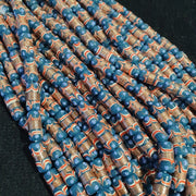 Vintage Blue Fancy, Millefiori Aventurine Necklace | Glass Beads | 17x7.8mm, 22 Inch Strand