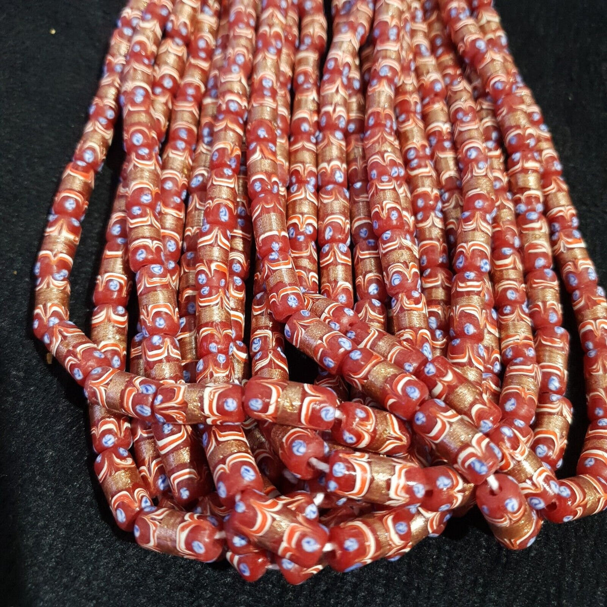 Vintage venerano art red fancy aventurine glass beads necklaceGift