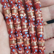 Vintage Venetian Inspired Retro Boho Millefiori Necklace | Aventurine Glass Beads | 22 Inch, 17x8Mm