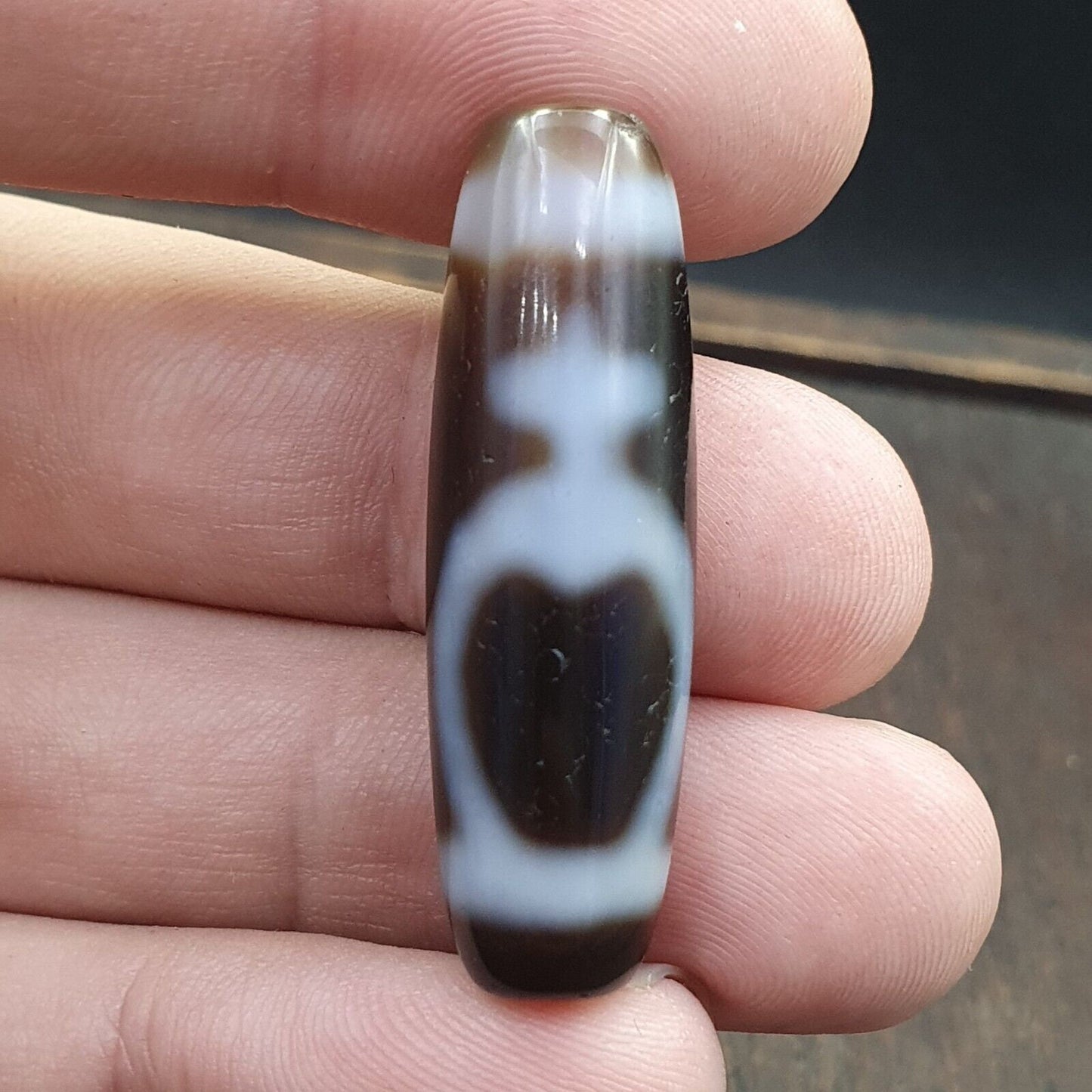 Vintage agate himalaya tibetan double tasso dzi bead amulet