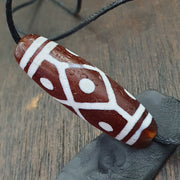 Tibetan southeast asian red etched agate bead decorated bead