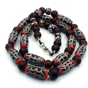 Unique Pattern Trade, Feather-Style Necklace | Vintage Glass Beads | Full Strand, Multicolor