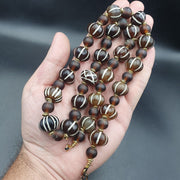 Himalayan tibetan etched agate beads decorated beaded necklace