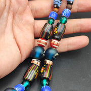 Vintage Venetian Style Glass Bead Strand: African Asian Mosaic Necklace