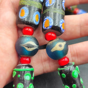 Vintage venetian african style chevron eye glass beads necklace mix1.