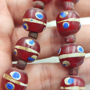 Vintage Red Venetian Inspired, Skunk Trade Necklace - Glass Strand, Assorted 16-10mm Sizes, 28 Inch